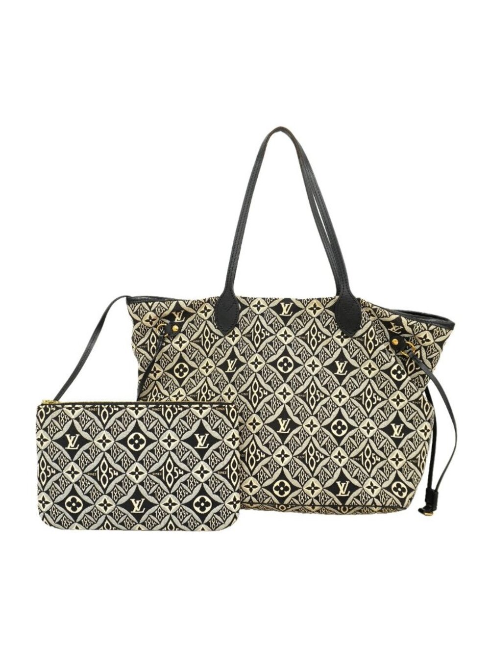 Louis Vuitton Tote Monogram Jacquard Neverfull MM Black Gray